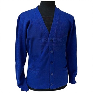 Custom Greek Phi Beta Sigma Fraternity Embroidery Paraphernalia <b>Cardigan</b> Sweater V-Neck acrylic knitted royal blue sweater - Product Image 1