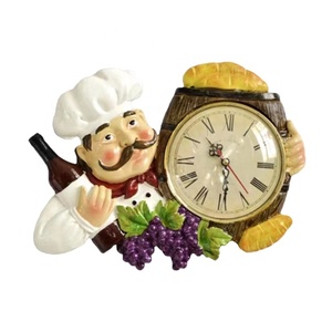 Hot Sale Kitchen Decor Resin Chef Statue Wall Clock Gifts