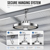 Lampes UFO à haut rendement en alliage d'aluminium à intensité variable personnalisées 100W 150W 200W pour gymnases, supermarchés et entrepôts