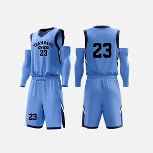 Sublimation druck Basketball Uniform Frauen Team blau Basketball Trikot benutzer definierte Basketball Trikot und Shorts