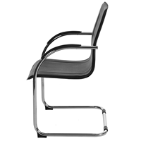 Chaise de bureau cantilever moderne en cuir PU noir avec structure chromée - Chaise de conférence pour visiteurs