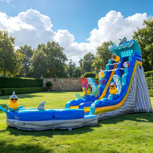 Tobogán Acuático Inflable de Goma de Alta Resistencia con Doble Carril y Piscina, con Patos Amarillos de Dibujos Animados, para <span class=keywords><strong>Alquiler</strong></span> Comercial - Product Image 2