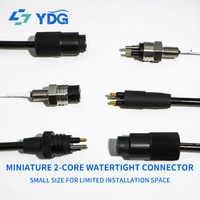Connecteur sous-marin Micro à 2 broches compatible SubConn, série MC, mâle et femelle, 10A 300V IP69K 7000m, acier inoxydable plaqué or
