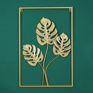 T0194 유럽 스타일 레트로 단 철 장식품 꽃 벽 장식 큰 잎 액자 금속 벽 장식