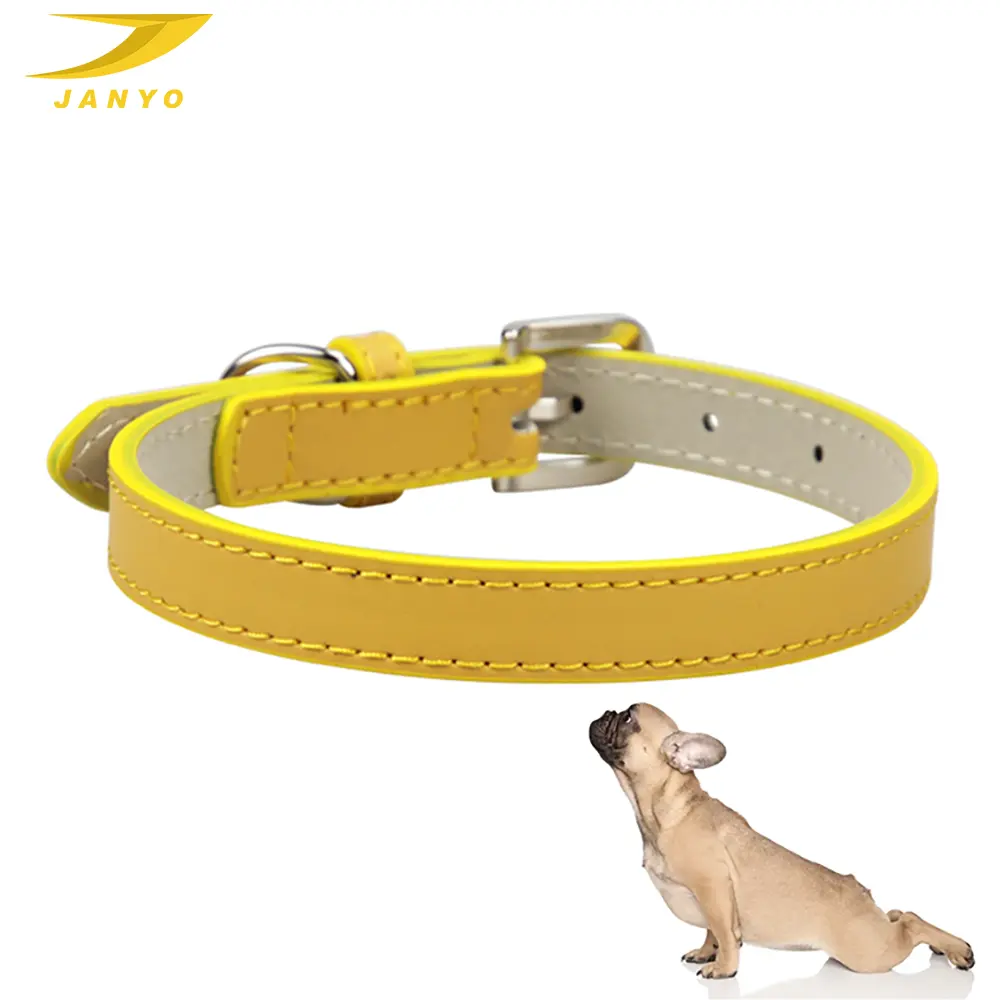 Custom yellow real leather and pu multicolor dog collar and leash set