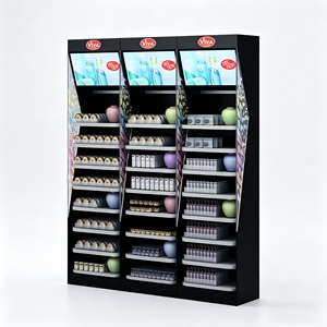 Support d'affichage cosmétique à LED, présentoir en métal sur pied pour produits de maquillage et de soin de la peau, présentoir de vente au détail pour centre commercial, boutique - Product Image 1