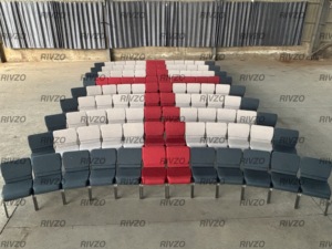 Chaises d'<span class=keywords><strong>église</strong></span> rembourrées à emboîtement en gros, chaises d'auditorium à cadre métallique rembourré en tissu, mobilier de théâtre empilable et économique - Product Image 6