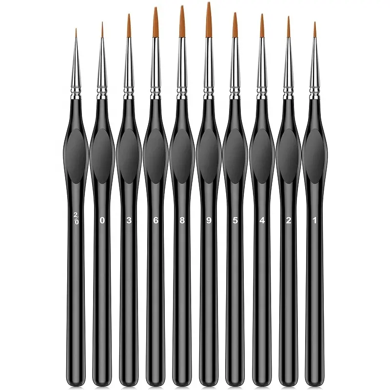 Professional Nylon 10pcs Miniature Detail Paint Brush Kolinsky Sable Gouache Watercolor Painting Brushes Set For Artist Painting