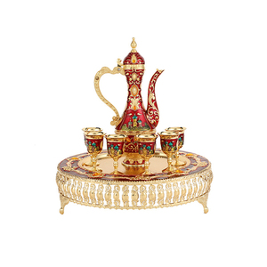Classic and elegant castle-style <b>wine</b> set with high tray, Chinese home decor, <b>wine</b> bottle and glasses, collectible art piece - Product Image 1