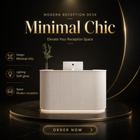 Comptoir de réception de spa en bois blanc avec éclairage LED, moderne, écologique et luxueux, idéal pour les petits salons de beauté et les hôtels.