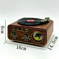 Lecteur de disques vinyles rétro MD-1317BT en bois grainé, radio FM portable, haut-parleur Bluetooth, appareil audio intelligent multifonctionnel