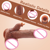 Vibromasseur réaliste en silicone le plus vendu, avec fonction de léchage de langue, de poussée, de chauffage et de vibration, avec ventouse