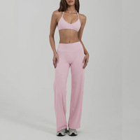 Vêtements de détente ensembles pour femmes logo personnalisé vêtements de sport vêtements de sport vente en gros deux pièces haut de soutien-gorge de yoga et ensemble de leggings à jambes larges