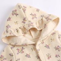 Combinaison à capuche à imprimé floral pour bébé fille, tenue pour nouveau-né, automne-hiver