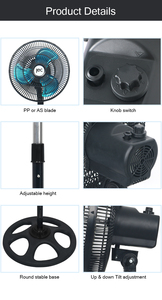 Ventilateur sur pied en plastique avec lame en métal de 10 pouces et <span class=keywords><strong>12</strong></span> pouces pour la maison - Product Image 4