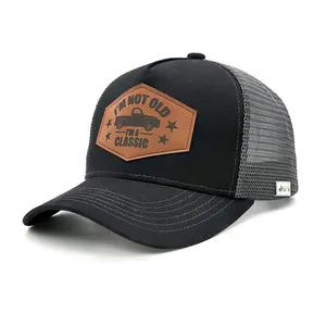 Custom Premium Cowboy Design Richardson 112 6 Panel Mesh Baseball Trucker Driver Hat Sports Leather Patch Logo Trucker Cap