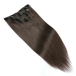 Extensiones de cabello humano de alta calidad, máquina de doble trama con Clips, conjunto de cabeza completa, Clip en extensiones de cabello