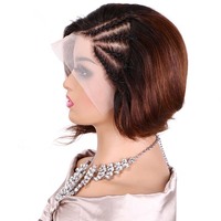Perruque Bob Longue Ondulée HD Sans Colle 10A 13*4 en Cheveux Humains 100% Vierge Brésiliens, Longueur Étirée 10 Pouces, Couleur Marron