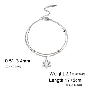 Gold Plated & Silver Stainless Steel Hollow Snowflake Charm Double-Layer Chain Bracelet | Festive Christmas Jewelry Gift - Product Image 5