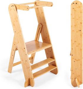เก้าอี้เด็กปรับระดับได้แบบพับได้ Montessori สำหรับเด็กเล็ก ใช้ในครัว - Product Image 1