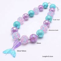 Joyería de moda Popular colorido gran cuenta aleación tres esmalte Color sirena cola encanto Collar para niños