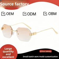 Nouvelles Lunettes de Soleil Rétro Sans Monture UV400 Amincissantes Style Instagram Tendance Transfrontalière Haut de Gamme Vente en Gros pour Femmes 2026