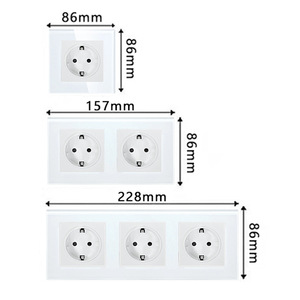 European 16A Wall <b>Socket</b> 86mm Tempered Glass Panel Round Box Installation <b>Socket</b> Protection Door - Product Image 4