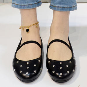 Chaussures de <span class=keywords><strong>danse</strong></span> ballet confortables pour femmes, ballerines simples à bout rond, ballerines Mary Jane nues avec strass - Product Image 6