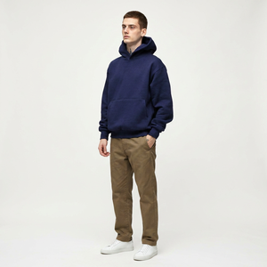 Custom Logo Oversize Blank Fleece Hoodies No <b>String</b> Embroidery 100%Cotton 500g Heavy Weight Street Wear Plain Men's Hoodies - Product Image 1