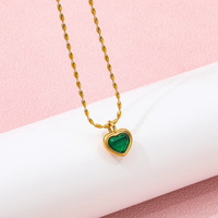 Collier avec pendentif en forme de cœur plaqué or 18 carats, chaîne à maillons en acier inoxydable, bijoux en zircon pour femmes, cadeau