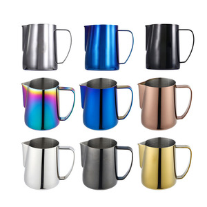 Pichet à café 450ML 350ML 600ML Pichet à mousser le <span class=keywords><strong>lait</strong></span> en acier inoxydable Tasses Pichet à café expresso <span class=keywords><strong>Barista</strong></span> Craft Pichet à mousser - Product Image 4