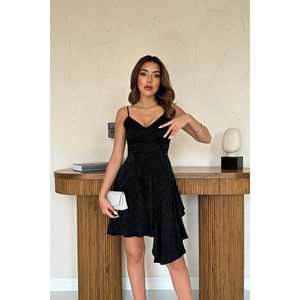 Vestido Negro Jacquard Asimétrico al por Mayor, Ropa Elegante para Mujer Profesional - Product Image 4