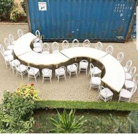 Table de banquet demi-lune de luxe en acier inoxydable pour événements hôteliers et mariages