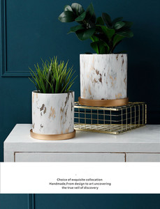 European <strong>Cement</strong> Flowerpot Ceramic Golden Water Transfer Printing Contracted the Zone of the Personality <strong>Tray</strong> Other Green - Product Image 6