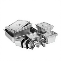 Bac Gastronorm GN 1/6 en acier inoxydable avec couvercle, bac pour table vapeur, hôtel, restaurant, buffet, traiteur, conteneur alimentaire
