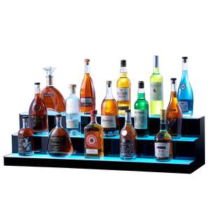 Présentoir à Bouteilles Lumineux LED 3 Niveaux Pliable pour Bar à Domicile Étagère Murale en Verre Design Moderne DB Vente en Gros 40 Pouces avec RF - Product Image 1
