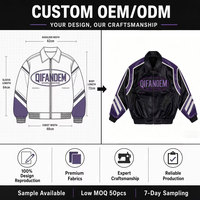 OEM Custom Graphic Embossed Elastic Bund und Manschetten gewaschene schwarze Leder Vintage Jacke