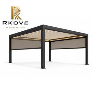 Pérgola Moderna de Aluminio RKOVE RK-C3 de 3*4m, Gazebo con Techo de Láminas, Pabellón para Patio Exterior con Toldo Lateral para Jardín - Product Image 5
