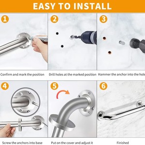 Barra de Agarre de Acero Inoxidable Steel Clean de 30-60 cm con Acabado Cepillado para Seguridad y Accesibilidad en el Baño - Product Image 3