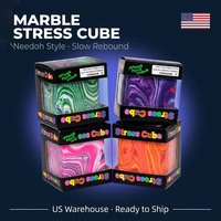 Jouet anti-stress en cube de maltose marbré à rebond lent, jouet sensoriel à presser pour l'autisme, le TDAH et la décompression au bureau