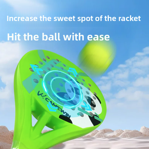 <span class=keywords><strong>Raquette</strong></span> de <span class=keywords><strong>padel</strong></span> en fibre de carbone pour enfants avec motif panda, légère, équilibrée (tout-terrain), forme ovale, haute qualité pour enfants - Product Image 2
