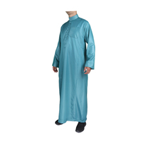 Al Haramain Modest Jalabiya Thobe pour hommes musulmans saoudiens, col montant, en velours mercerisé brillant, anti-plis, longueur cheville, fabrication usine