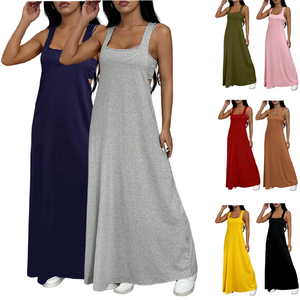 BYJ262 Robes d'été tendance pour femmes, décontractées, sexy, camisole et <span class=keywords><strong>robe</strong></span> longue sans manches à col carré et bretelles épaisses - Product Image 1