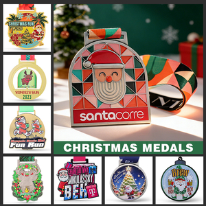 Medaglia Commemorativa Personalizzata in Lega di Zinco per Eventi Natalizi, Corsa Benefica, Premi per Competizioni Sportive - Product Image 2