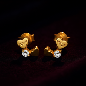 Pendientes de Corazón con Circonita, Chapados en Oro Blanco, Corte Brillante Redondo, Engaste de Garra, Joyería Romántica para Mujer - Product Image 2