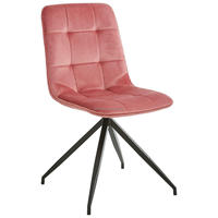 Chaise de café de salle à manger en velours bleu clair de luxe avec support en métal