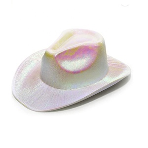 Cappello da Cowboy rosa rosa divertente olografico metallico per feste da discoteca scintillante per viaggi invernali per grossisti - Product Image 4