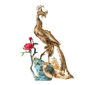 <b>Copper</b> And Gold Years Phoenix Brass Ornament Colored <b>Copper</b> Home Decoration <b>Table</b> Decor Chinese New Year Gift - Product Image 2