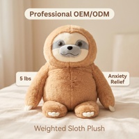 Peluche paresseux lestée de 2,2 kg avec compartiment intérieur amovible, compresses chaudes/froides micro-ondables pour soulager l'anxiété