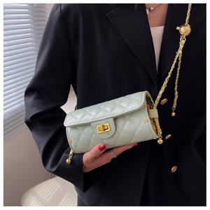 Gran oferta, bolso clásico de moda para mujer, diseño de bolso cilíndrico con cadena de celosía de diamantes, marea con bandolera de hombro, Bolso pequeño - Product Image 5